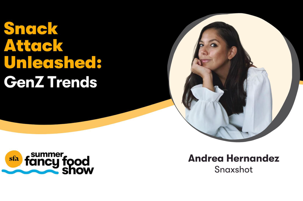 Gen Z snack trends, Andrea Hernandez, Snaxshot founder headshot, Summer Fancy Food Show 