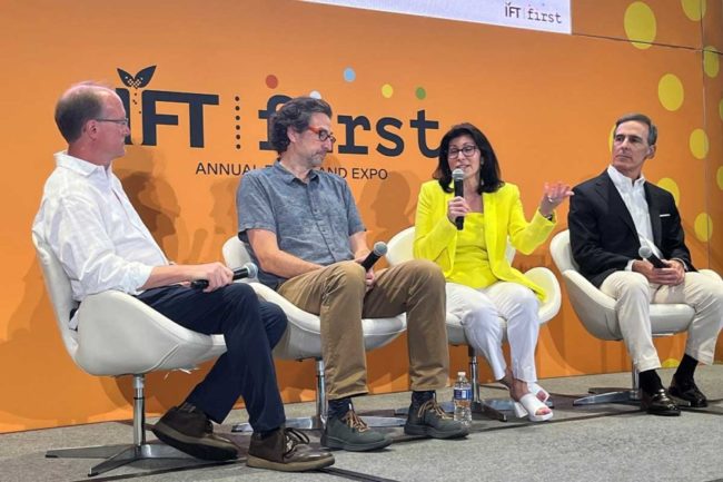 The IFT First panel that discussed rising food prices on stage